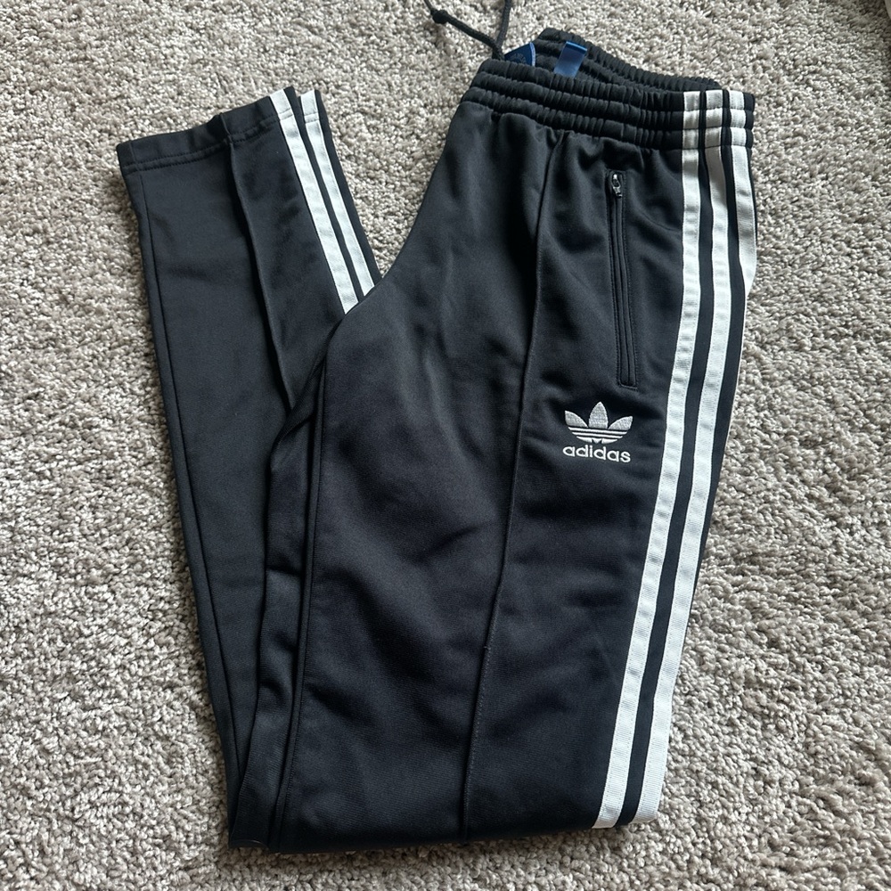 Adidas Black Joggers with White Accents